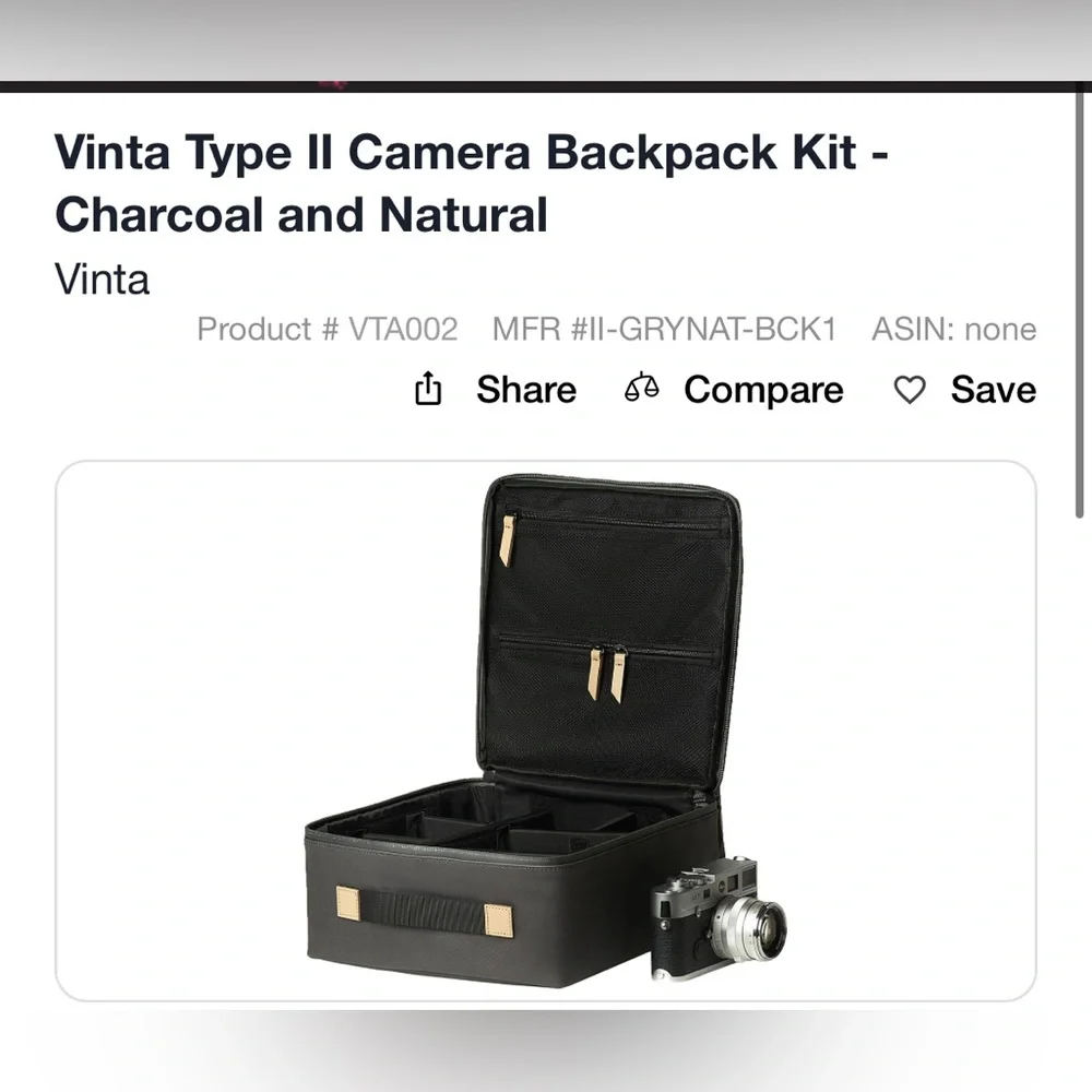 Vinta Supply Co Type II Standard Camera Pack Waterproof Bag